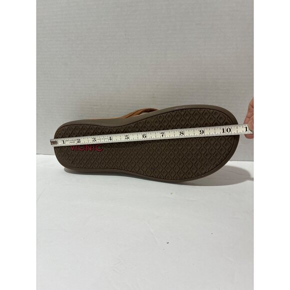 Vionic Tide Aloe Mocha Leather Sandal Flip Flop Women's US size 9 thongs - Picture 6 of 7